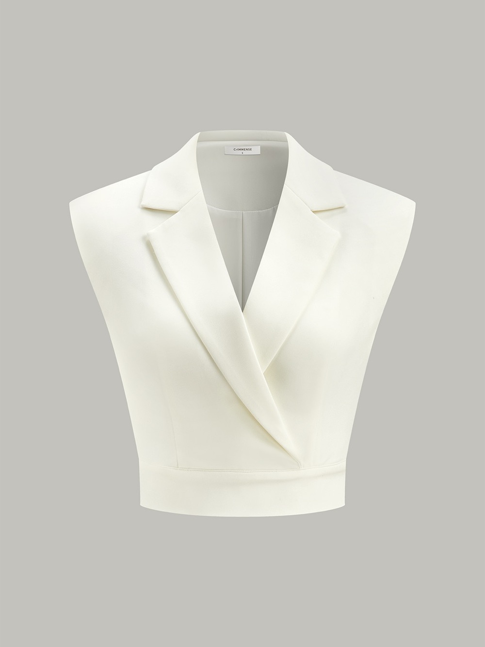 COMMENSE Cropped Wide-Shoulder Waist-Cinching Blazer Vest NWT White XL - Picture 1 of 12